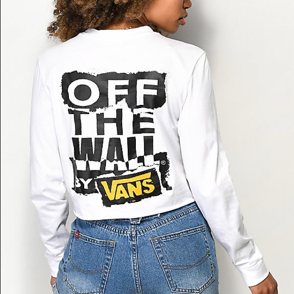 Vans OTH Ripped White Crop Long Sleeve T-Shirt - Picture 2 of 2
